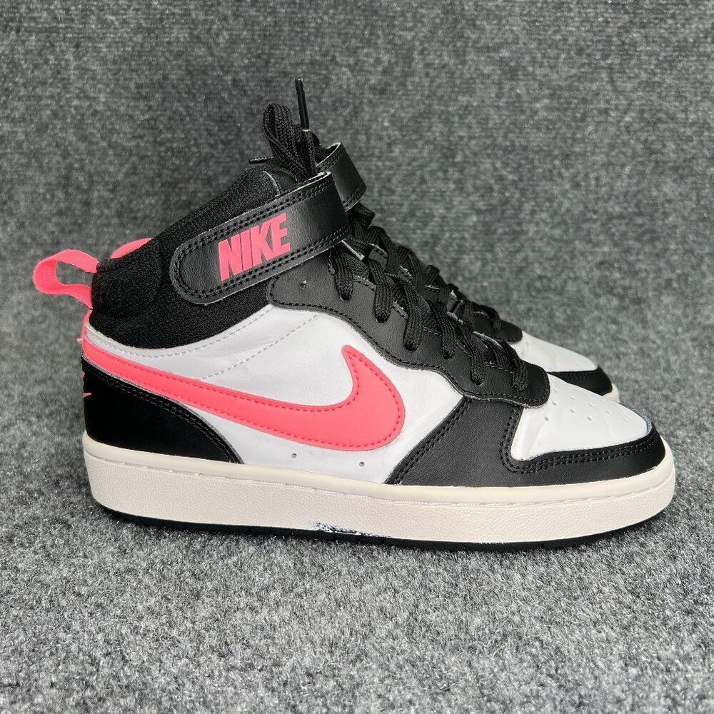 Nike Court Borough Mid 2 Shoes Girl's 4.5 Black Pink Athletic Basketball Sneaker